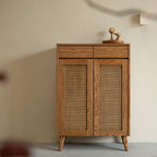 森手木工┃藤編雙門雙抽鞋櫃