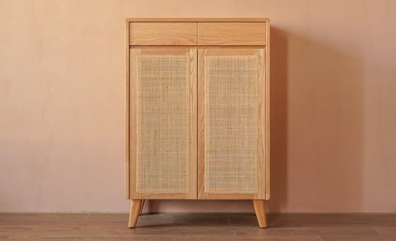 森手木工┃藤編雙門雙抽鞋櫃