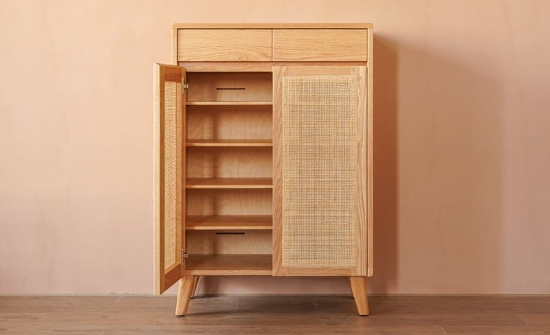 森手木工┃藤編雙門雙抽鞋櫃