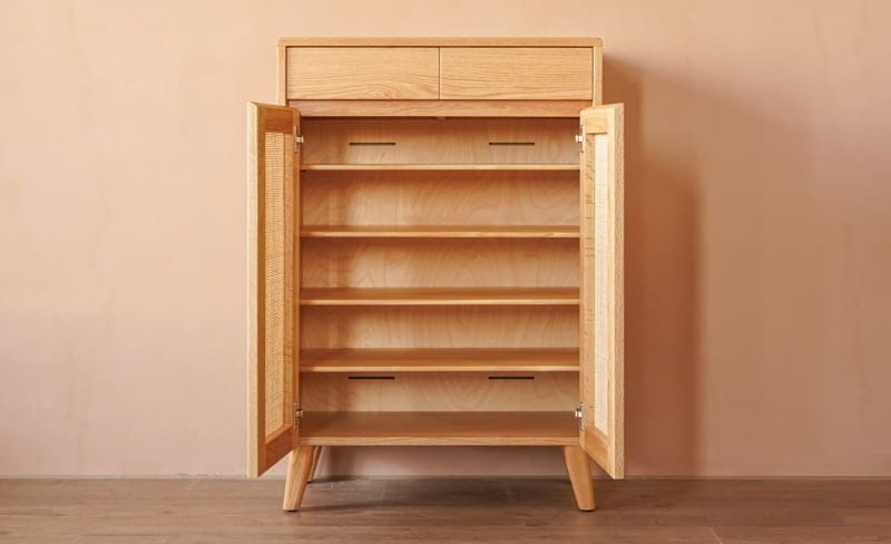 森手木工┃藤編雙門雙抽鞋櫃