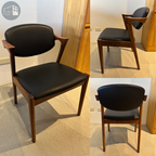 訂製家具｜胡桃木黑色日系餐桌椅｜胡桃木感 × 溫潤弧形扶手椅