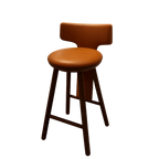 訂製家具｜焦糖皮革吧台椅 | 弧型椅背・圓形坐墊