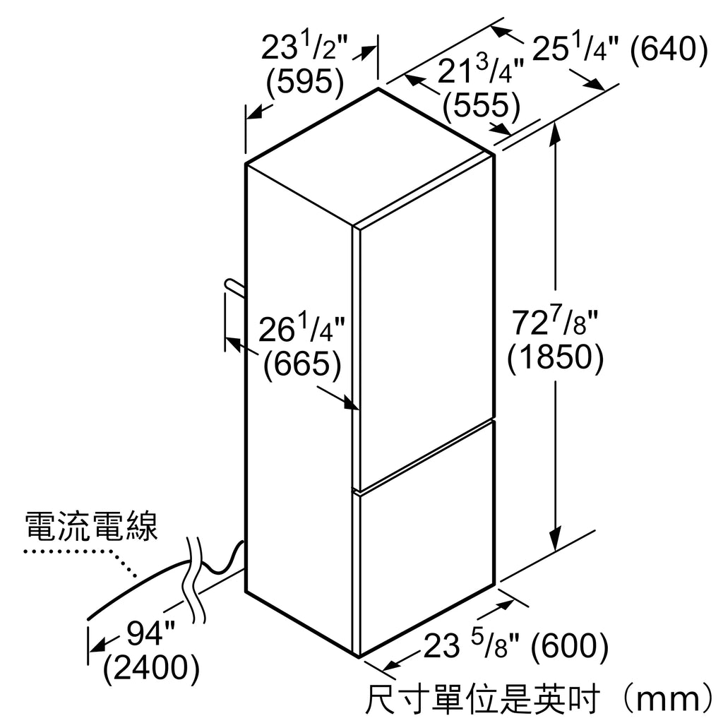 BOSCH博世｜KGN36SB30D 獨立式上冷藏下冷凍玻璃門冰箱