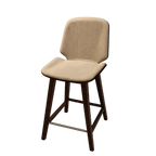 訂製家具｜淺灰布面吧檯椅 | 弧型椅背・方弧坐墊