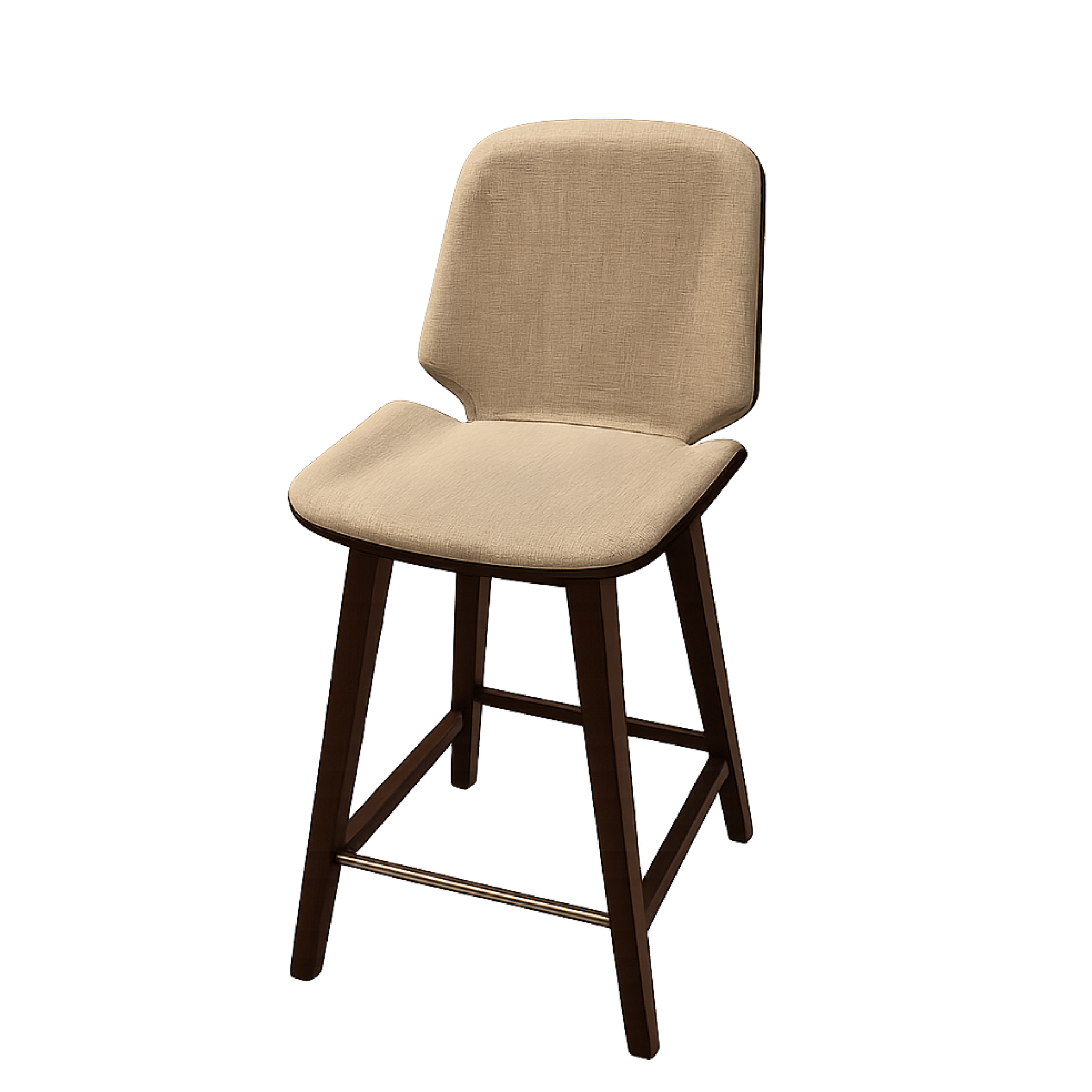 訂製家具｜淺灰布面吧檯椅 | 弧型椅背・方弧坐墊