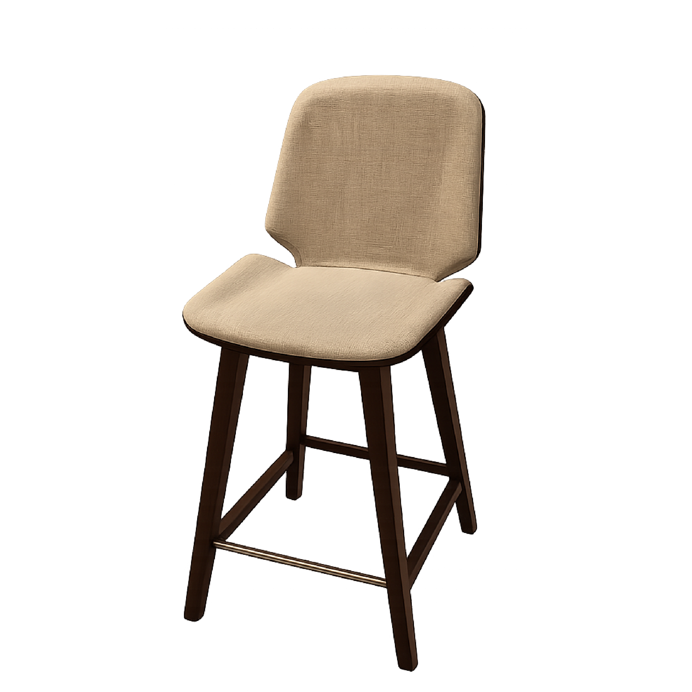 訂製家具｜淺灰布面吧檯椅 | 弧型椅背・方弧坐墊