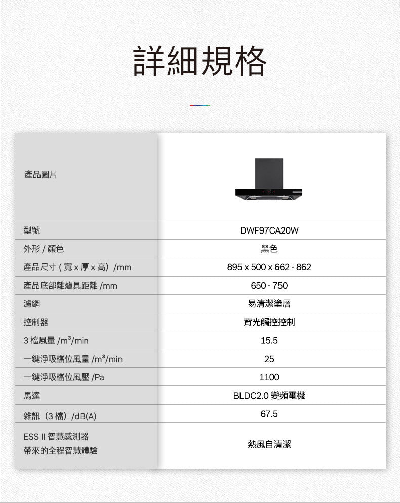 BOSCH博世 | 6系列  90公分壁掛式排油煙機 DWF97CA20W